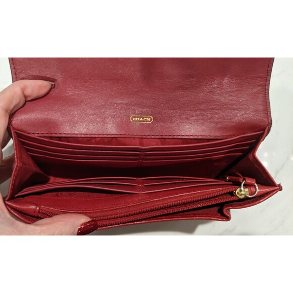 COACH Vintage Red Leather Madison Madeline East West Satchel & Matching Wallet - Picture 13 of 16